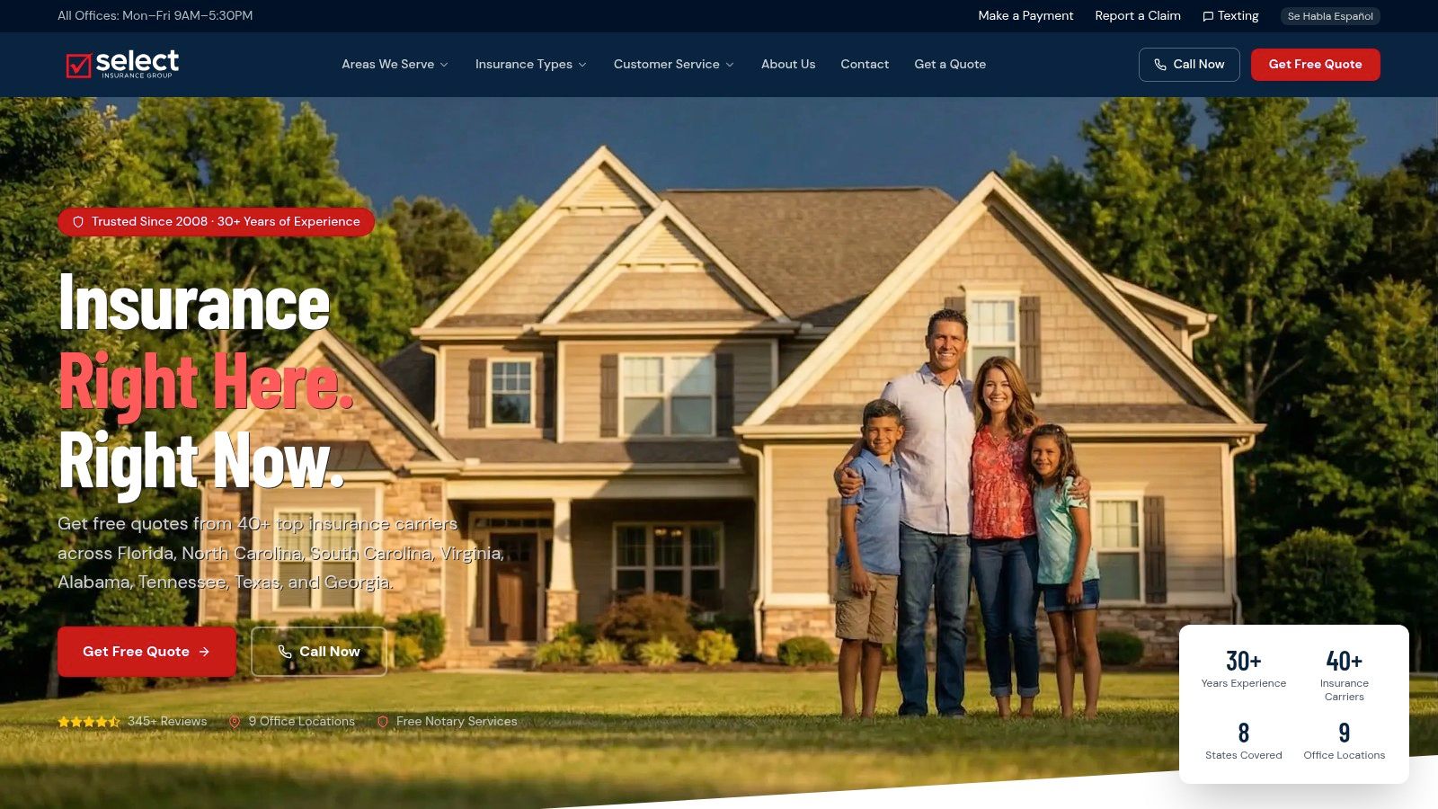 Screenshot from https://www.selectinsgrp.com